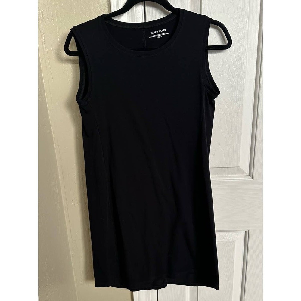 Eileen Fisher Black Cotton Jersey Stretch Mini Dress XXS